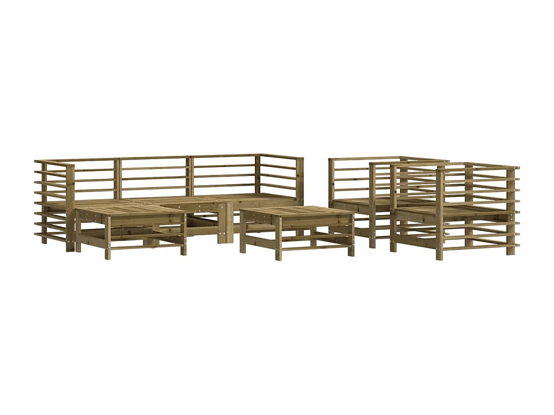 Set Salotto da Giardino 7 pz in Legno Impregnato di Pino