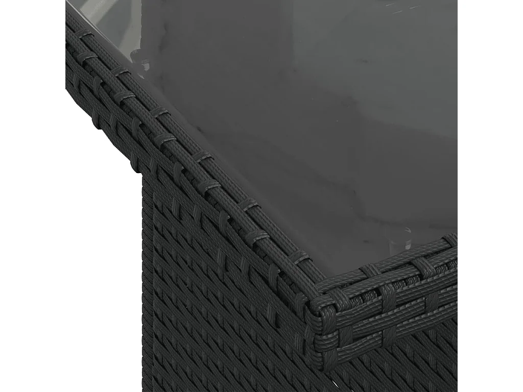 7 pcs conjunto de sofás p/ jardim c/ almofadões vime PE preto