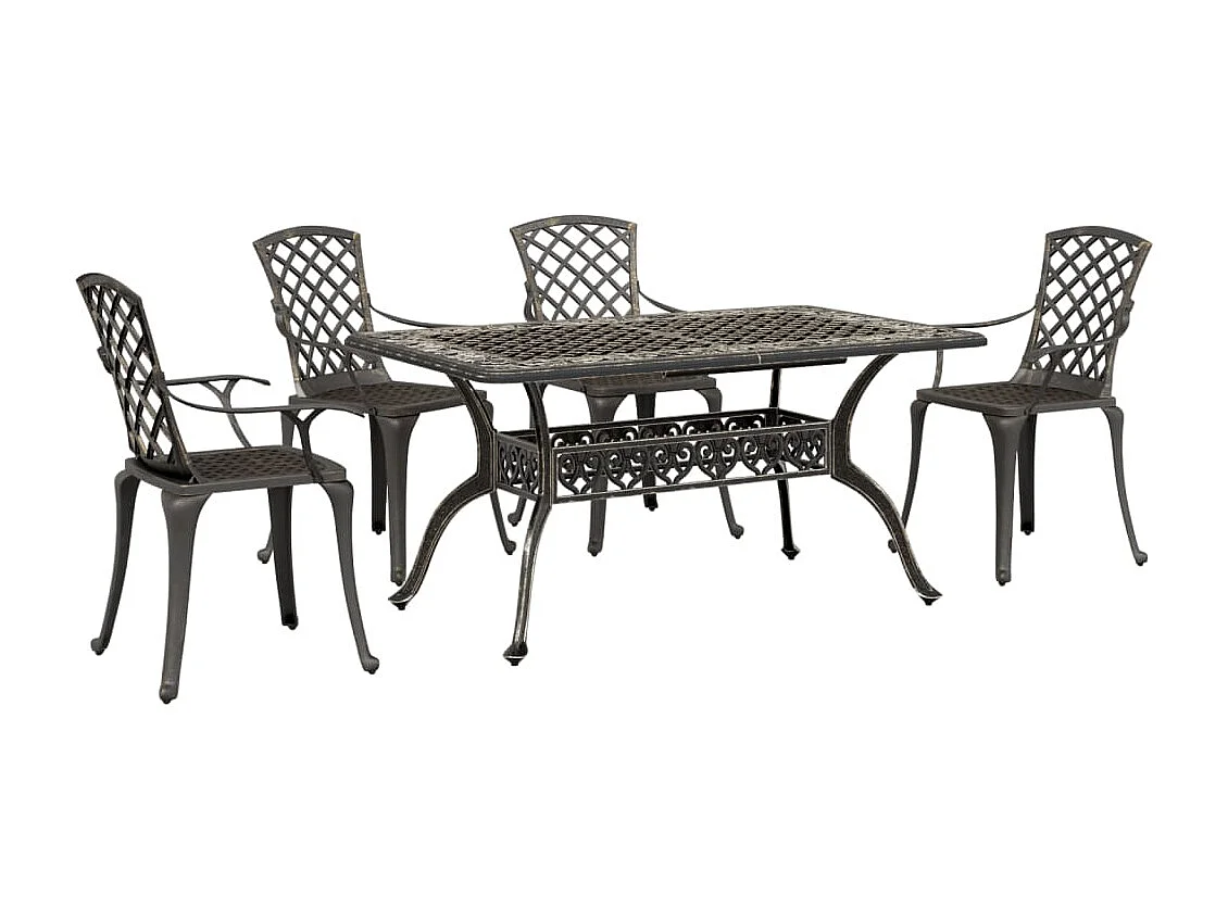 5 pcs conjunto de jantar para jardim alumínio fundido bronze