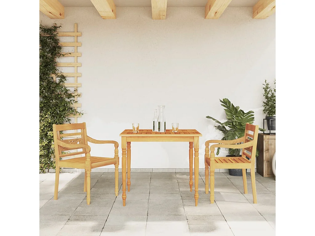 Set da Pranzo per Giardino 3 pz in Legno Massello di Teak