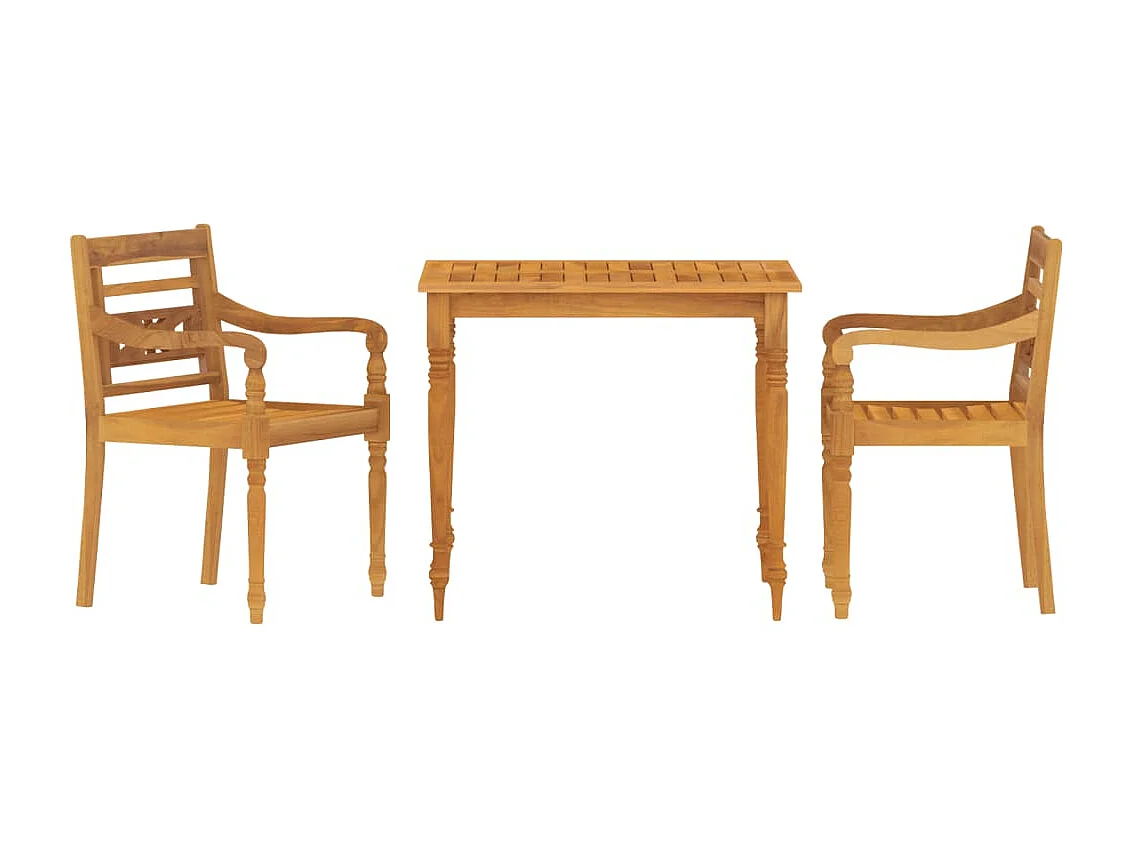 Set da Pranzo per Giardino 3 pz in Legno Massello di Teak