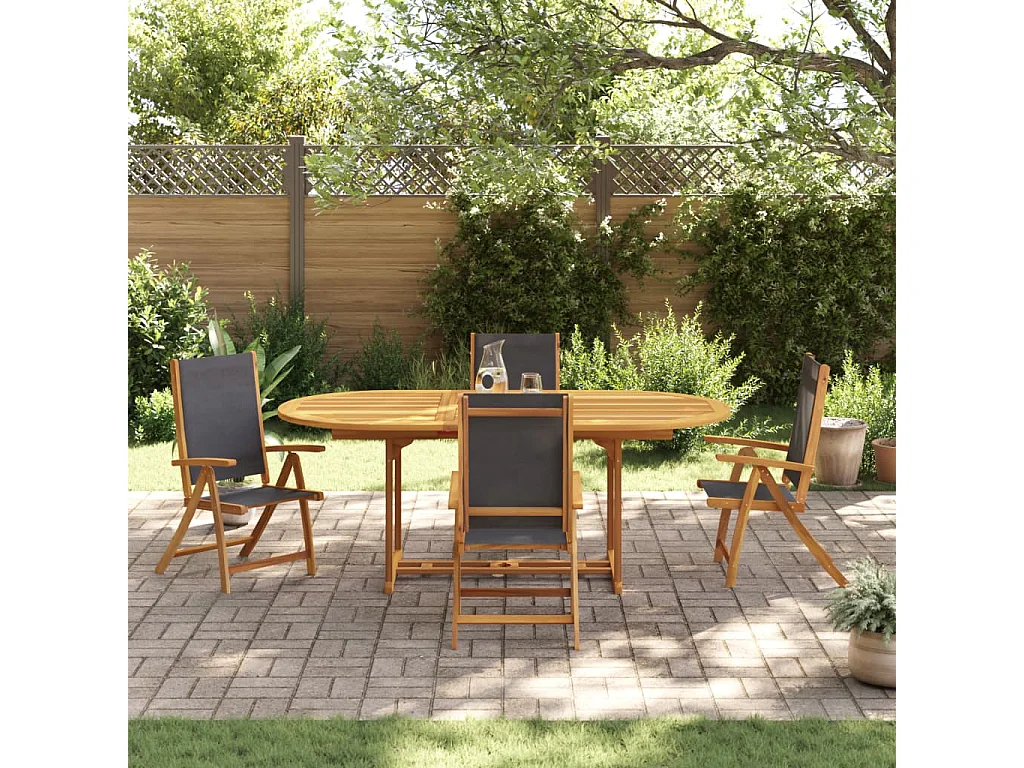 Ensemble à manger de jardin 5pcs bois d'acacia solide textilène