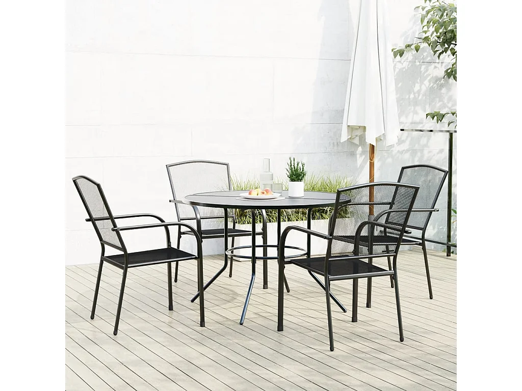 Ensemble de chaises de jardin empilables 5 pcs anthracite