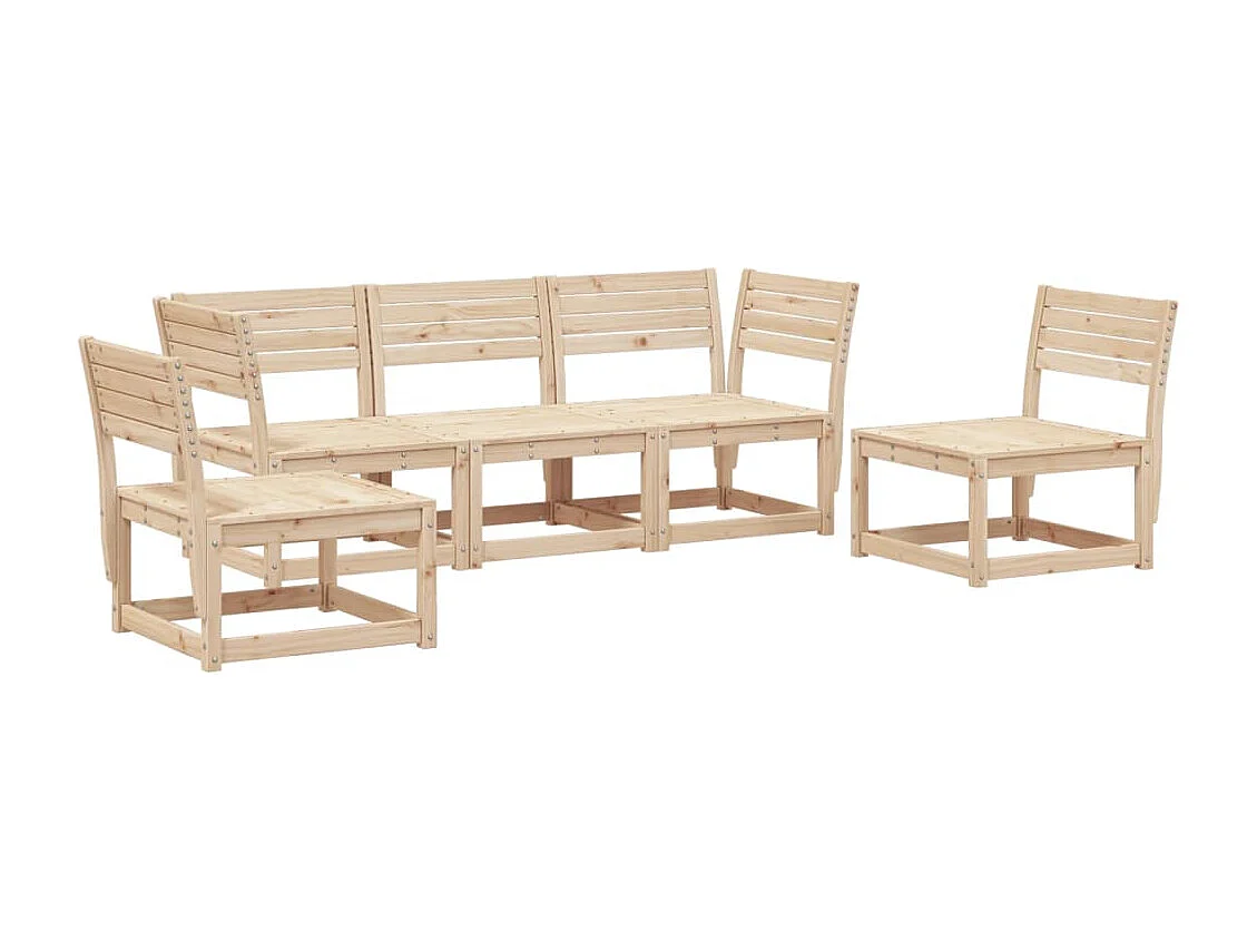 Juego de sofás de jardín 5 piezas madera maciza de pino