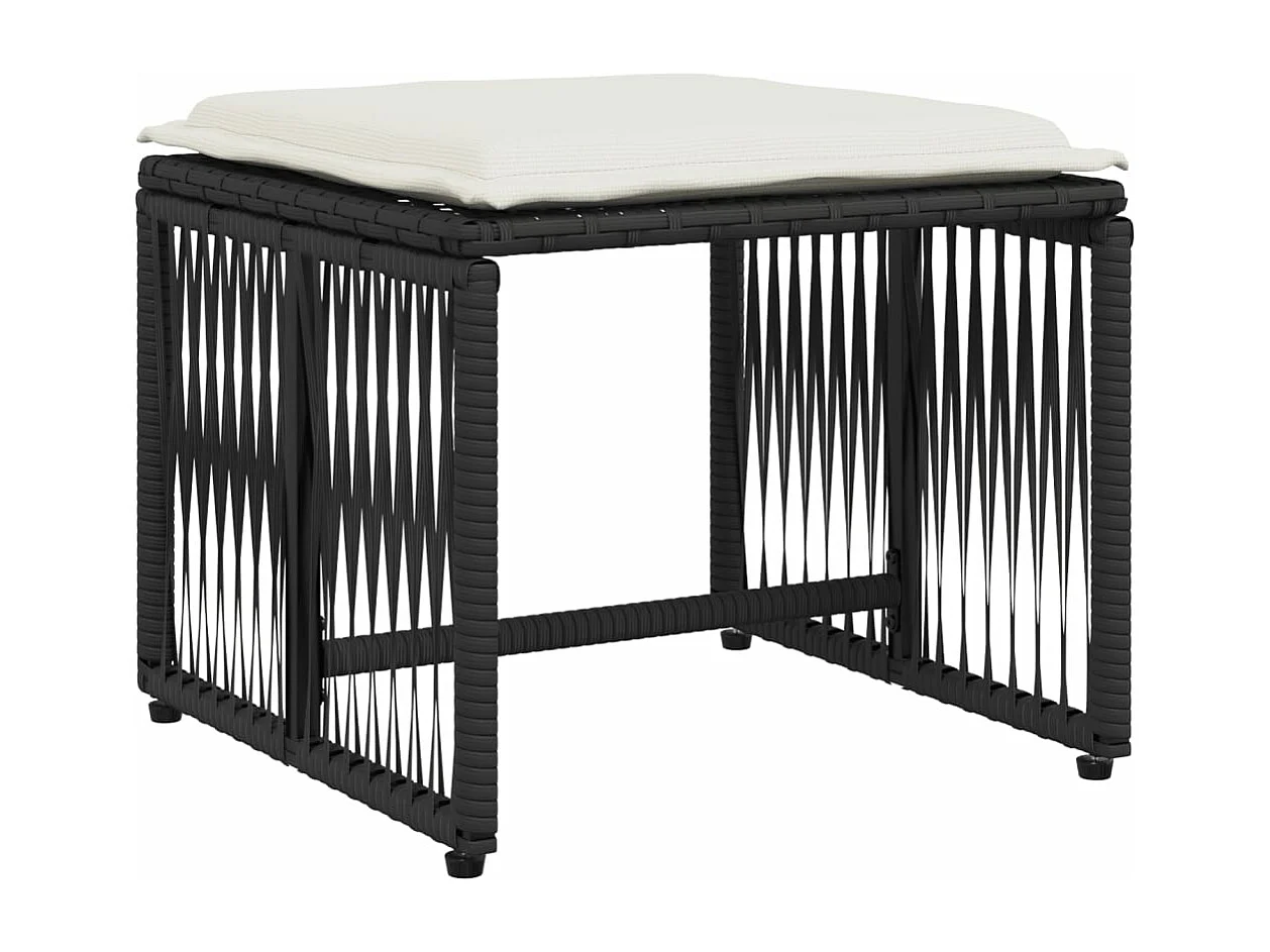 Set de comedor de jardín 7 pzas y cojines ratán sintético negro