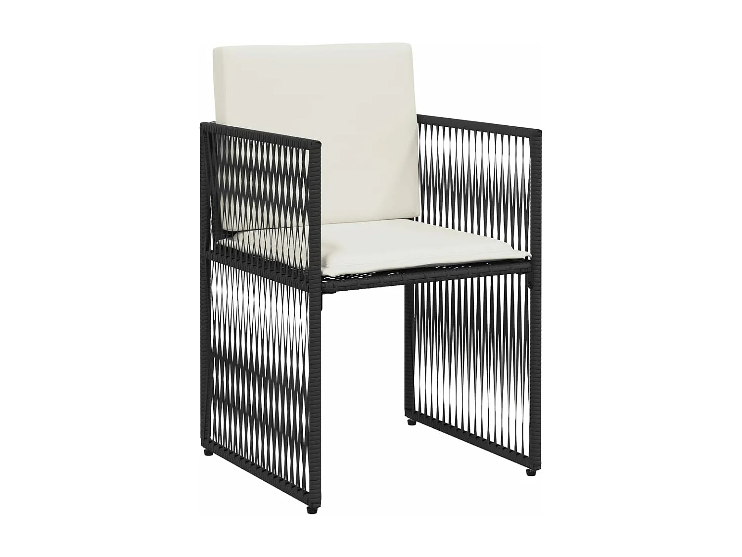 Set de comedor de jardín 7 pzas y cojines ratán sintético negro