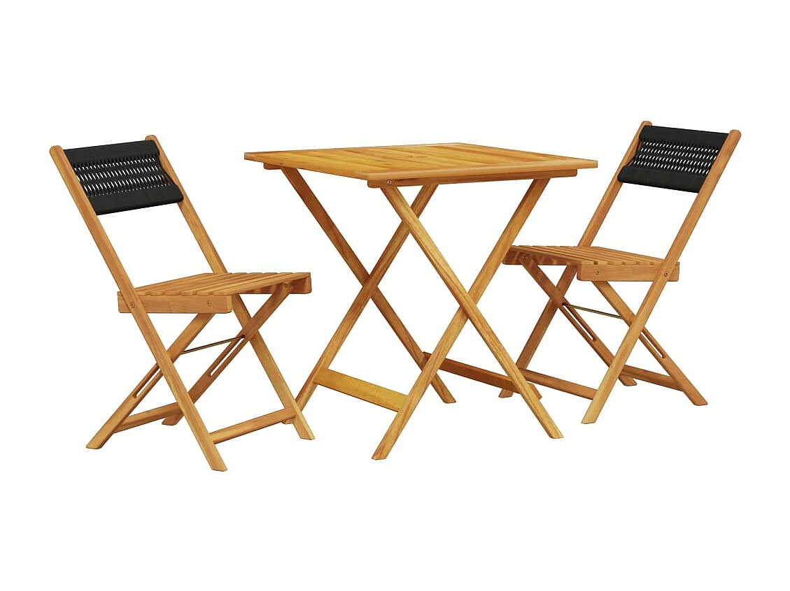 3-tlg. Bistro-Set Schwarz Polypropylen und Massivholz