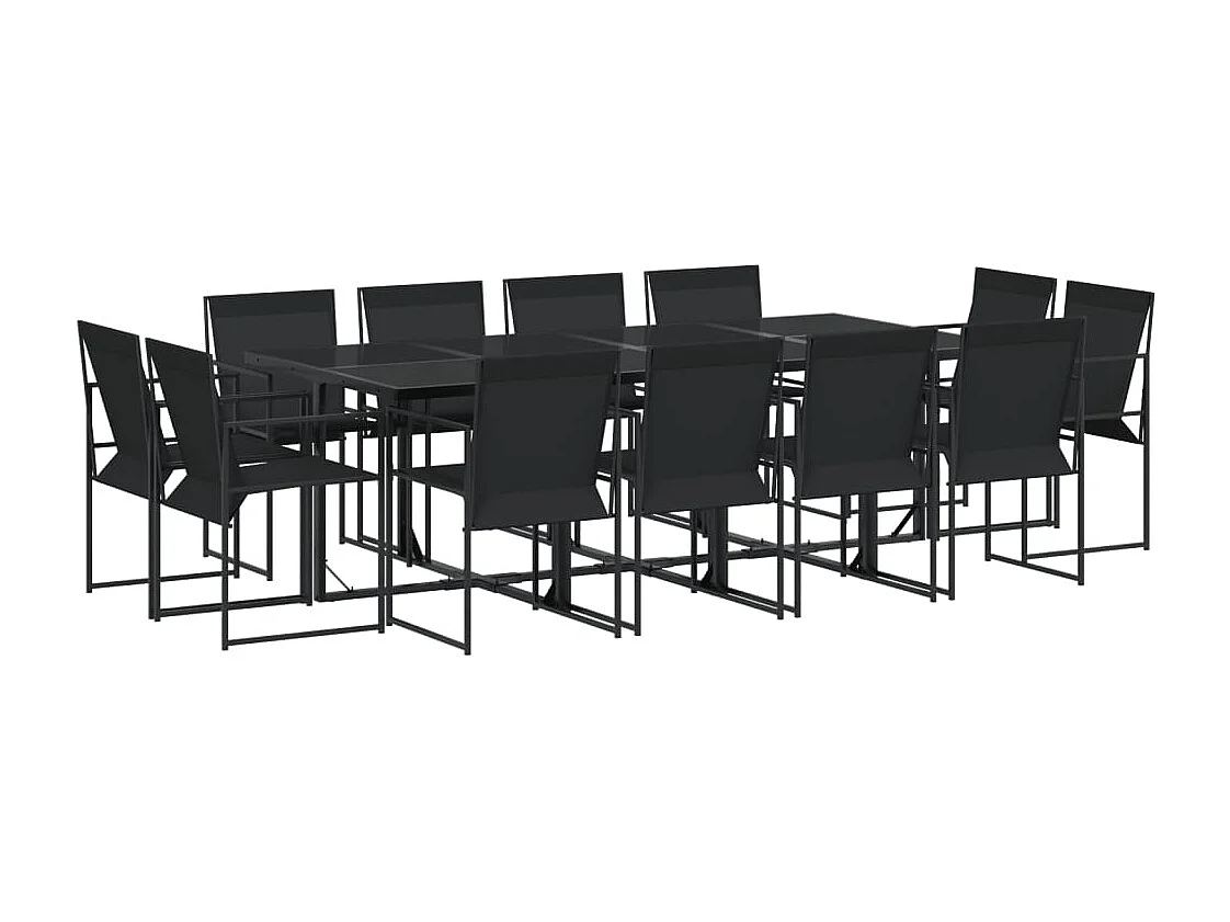 Ensemble à manger de jardin 13 pcs noir textilène