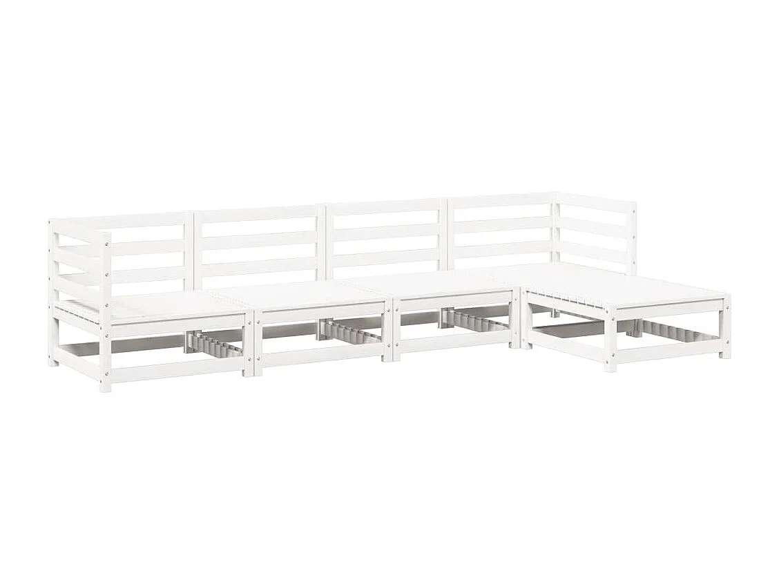 5-tlg. Garten-Sofagarnitur Weiß Massivholz Kiefer