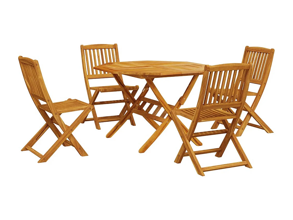 Ensemble à manger de jardin pliable 5 pcs bois massif d’acacia