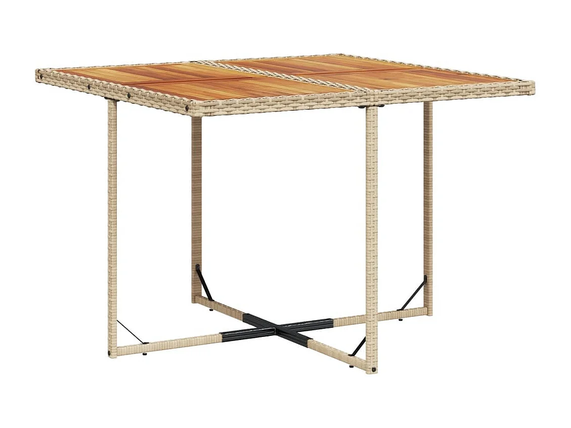 Ensemble à manger de jardin et coussins 9 pcs beige Poly rotin