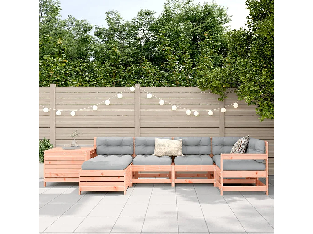 Salon de jardin 7 pcs bois massif sapin de douglas