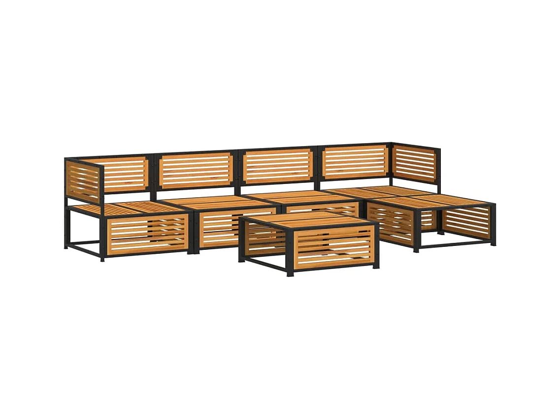 Salon de jardin avec coussins 6 pcs bois d'acacia solide