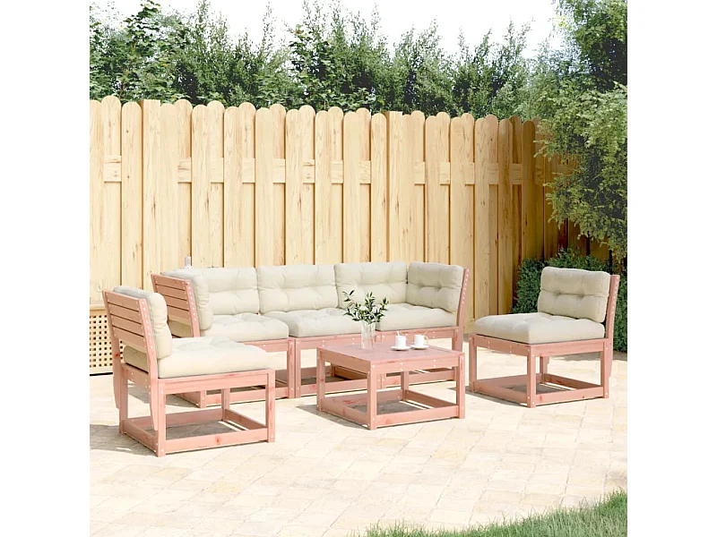 Set de sofás jardín 5 pzas con cojines madera maciza Douglas