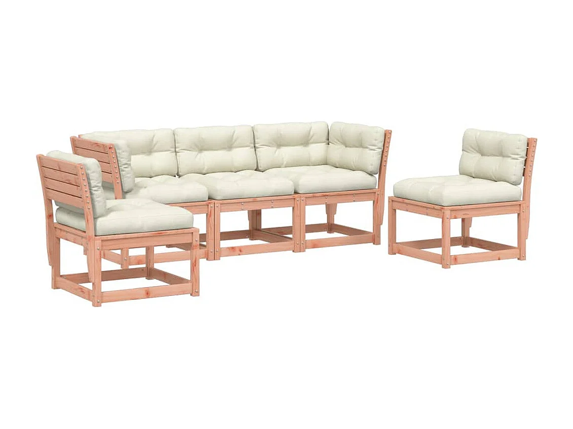 Salon de jardin 5 pcs avec coussins bois massif douglas