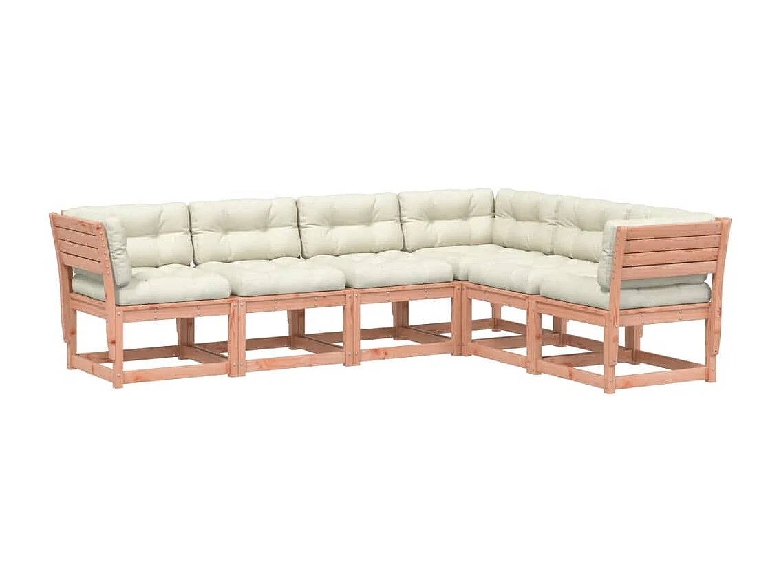 Set Divani Giardino 6 pz con Cuscini Legno Massello di Douglas