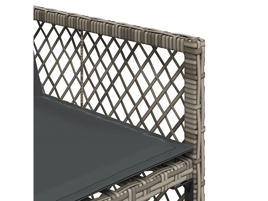 9-tlg. Garten-Essgruppe mit Kissen Grau Poly Rattan