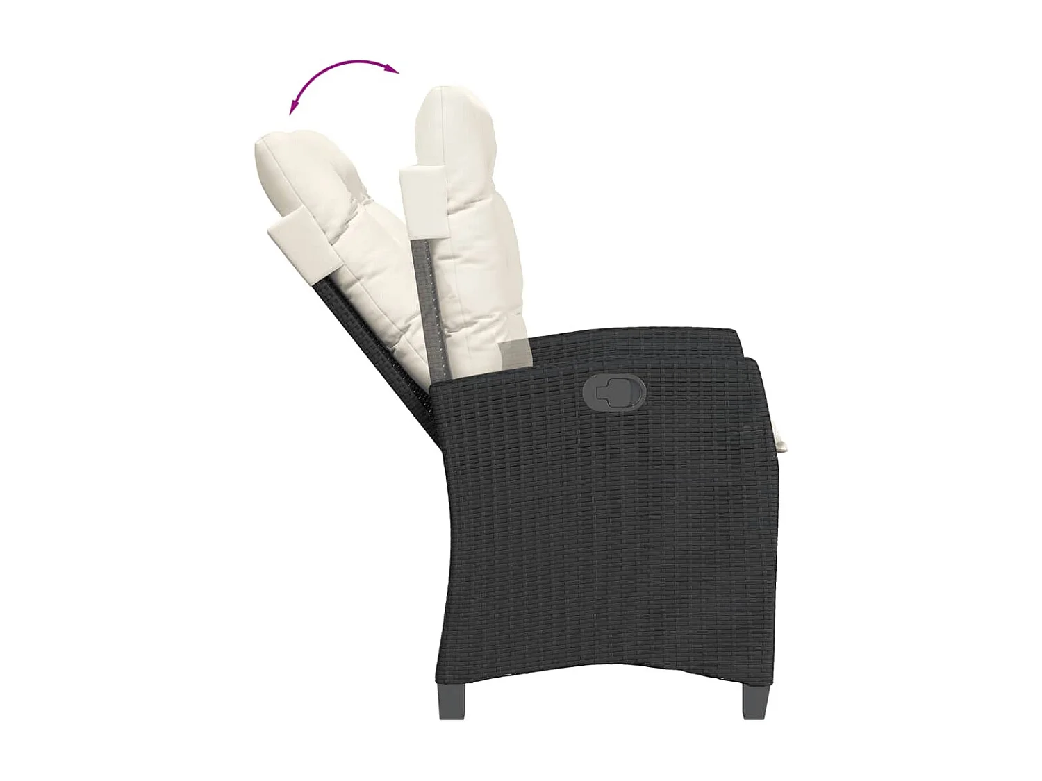 Set da Pranzo da Giardino 7 pz Nero con Cuscini in Polyrattan