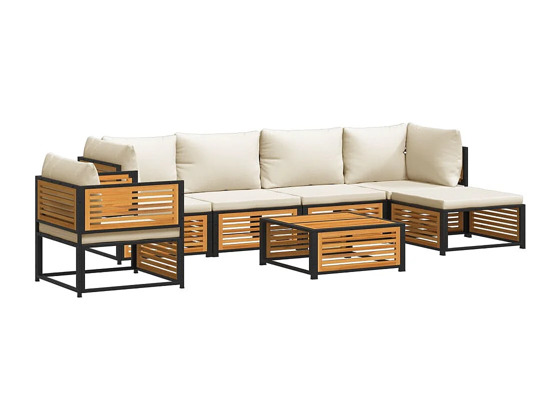 Set Divano da Giardino 7 pz con Cuscini Legno Massello Acacia