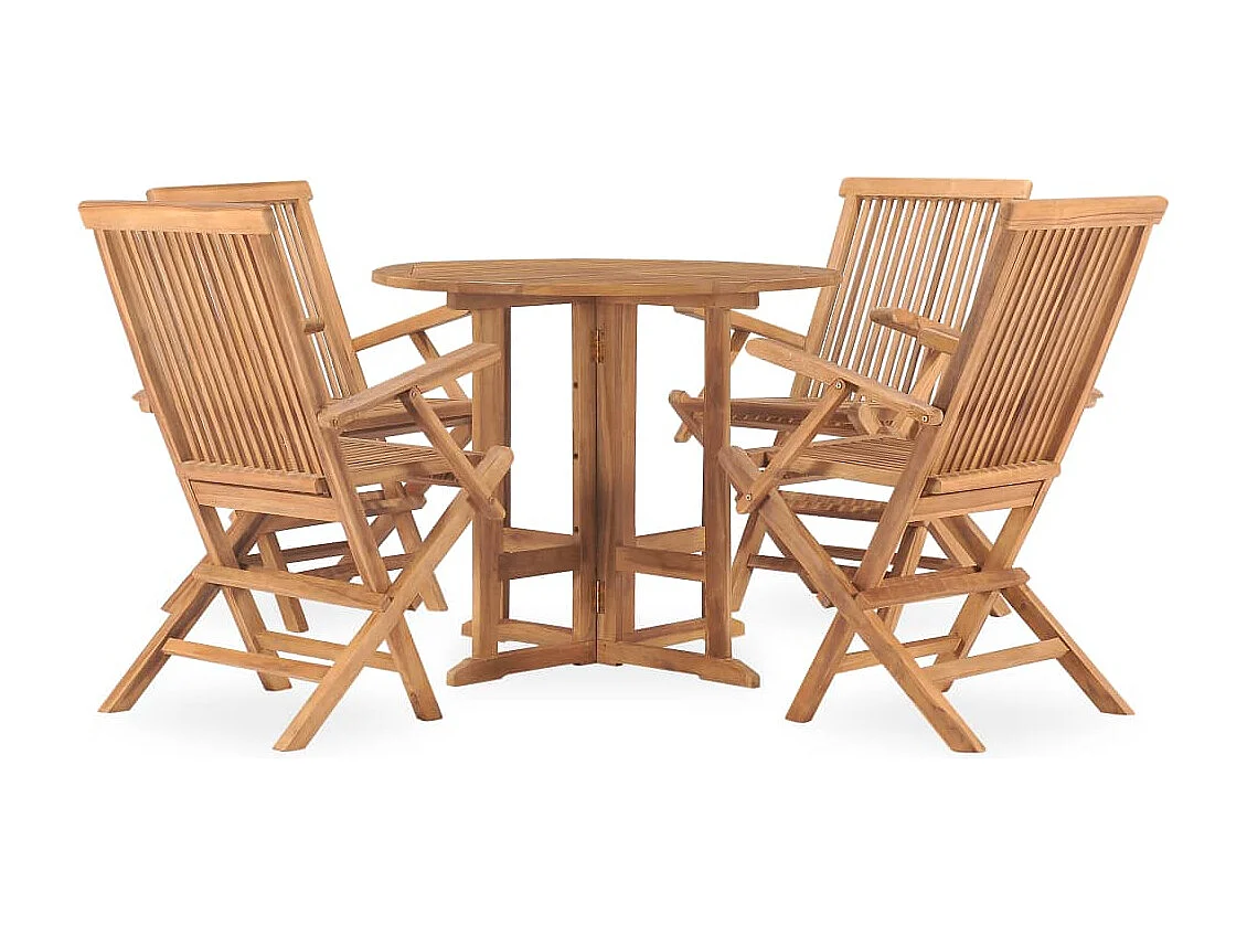 Set da Pranzo da Giardino 5 pz Pieghevole in Massello di Teak