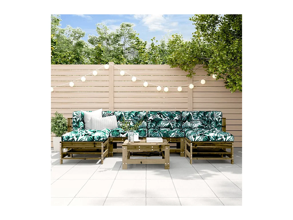 Set Salotto da Giardino 7 pz in Legno Impregnato di Pino