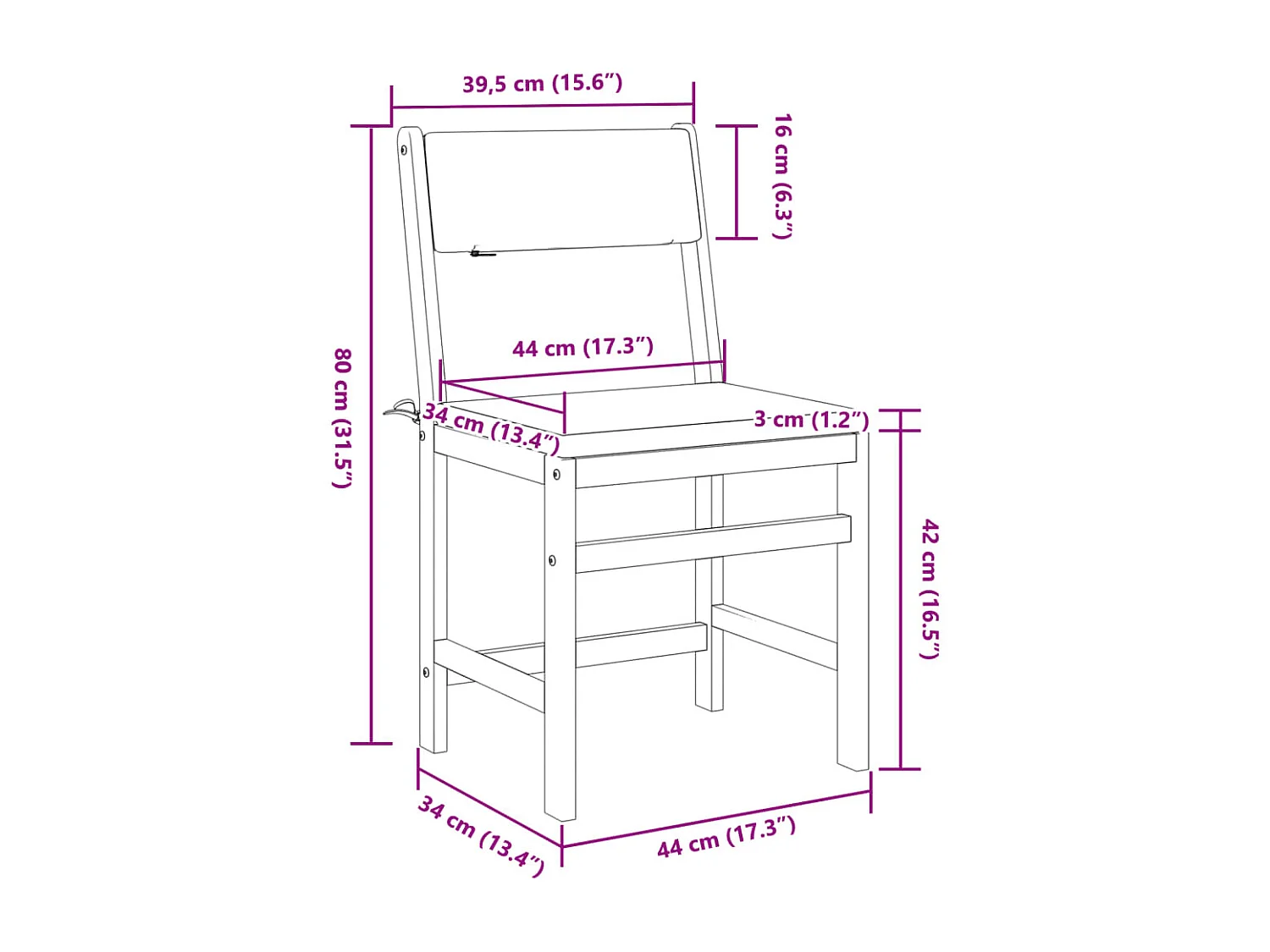 Set da Balcone 3pz con Cuscini in Legno Massello di Acacia