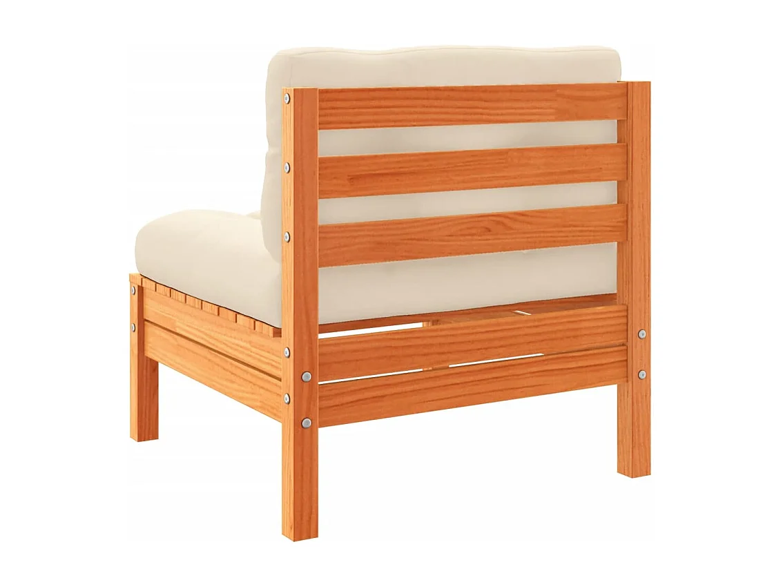 Salon de jardin 6 pcs avec coussins cire marron bois pin massif