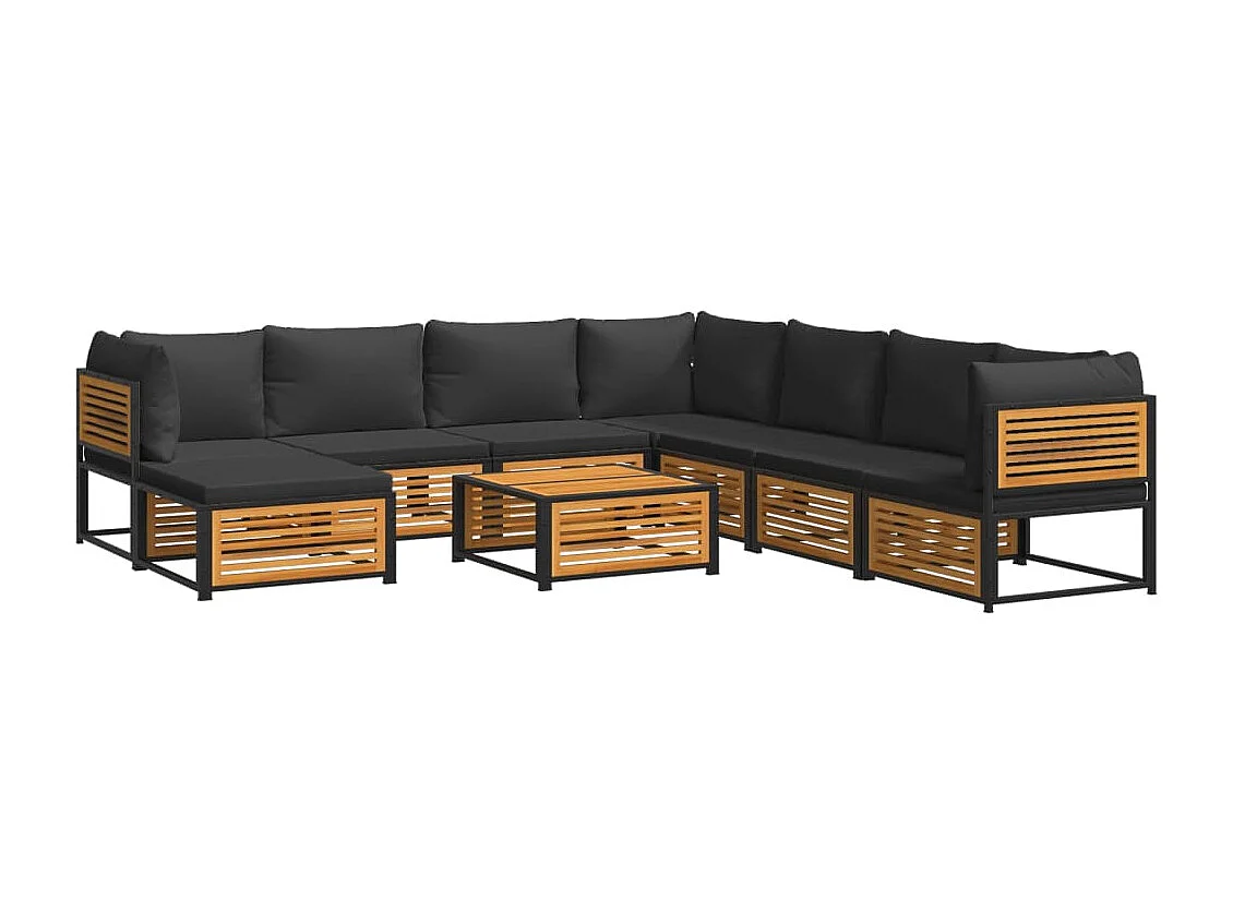 9-tlg. Garten-Sofagarnitur mit Kissen Massivholz Akazie