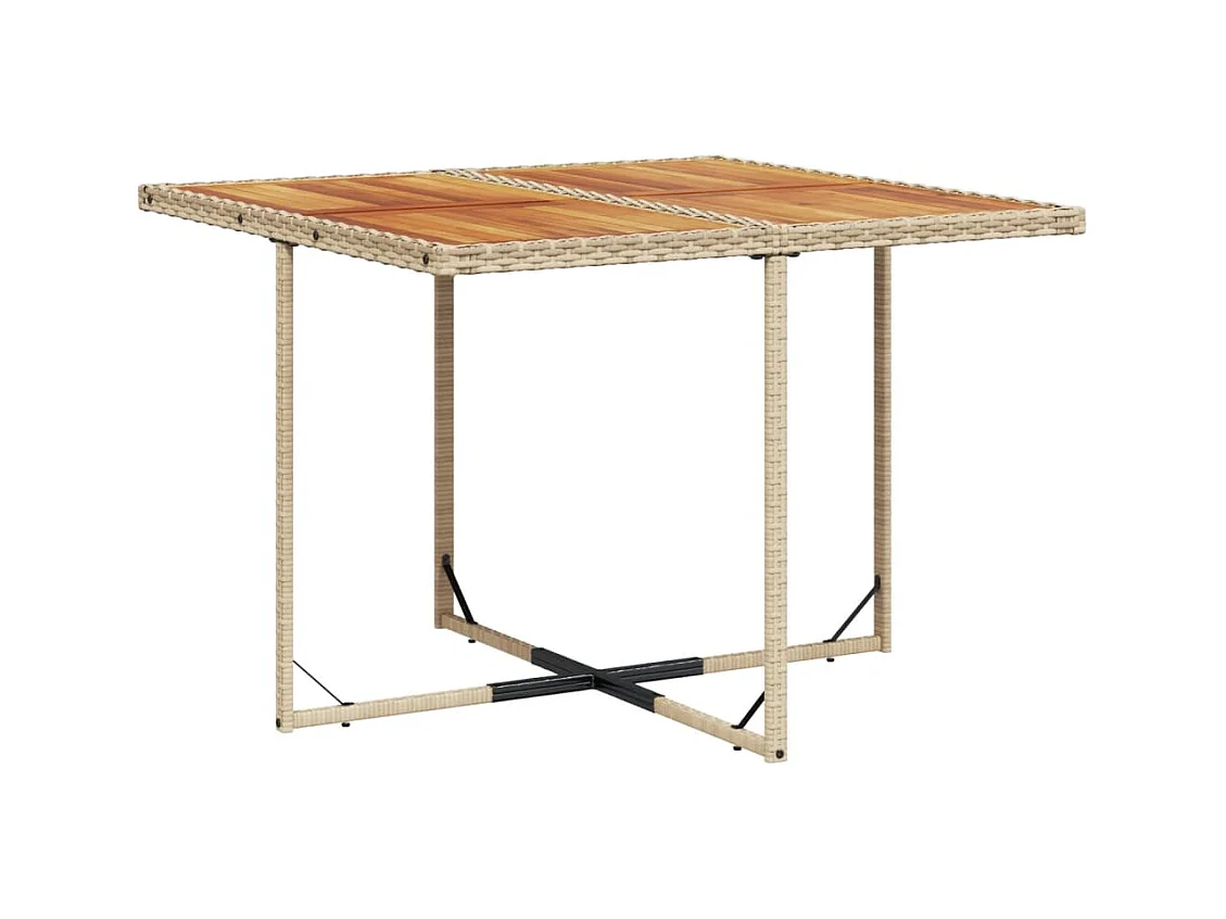 Ensemble à manger de jardin et coussins 9 pcs beige Poly rotin
