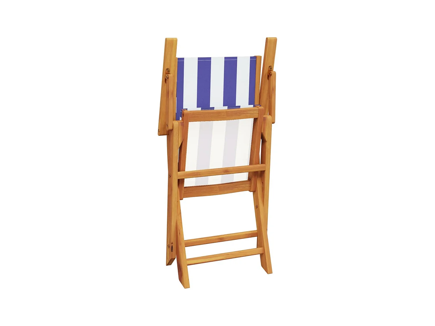 Ensemble à manger de jardin 7 pcs bleu blanc tissu bois massif