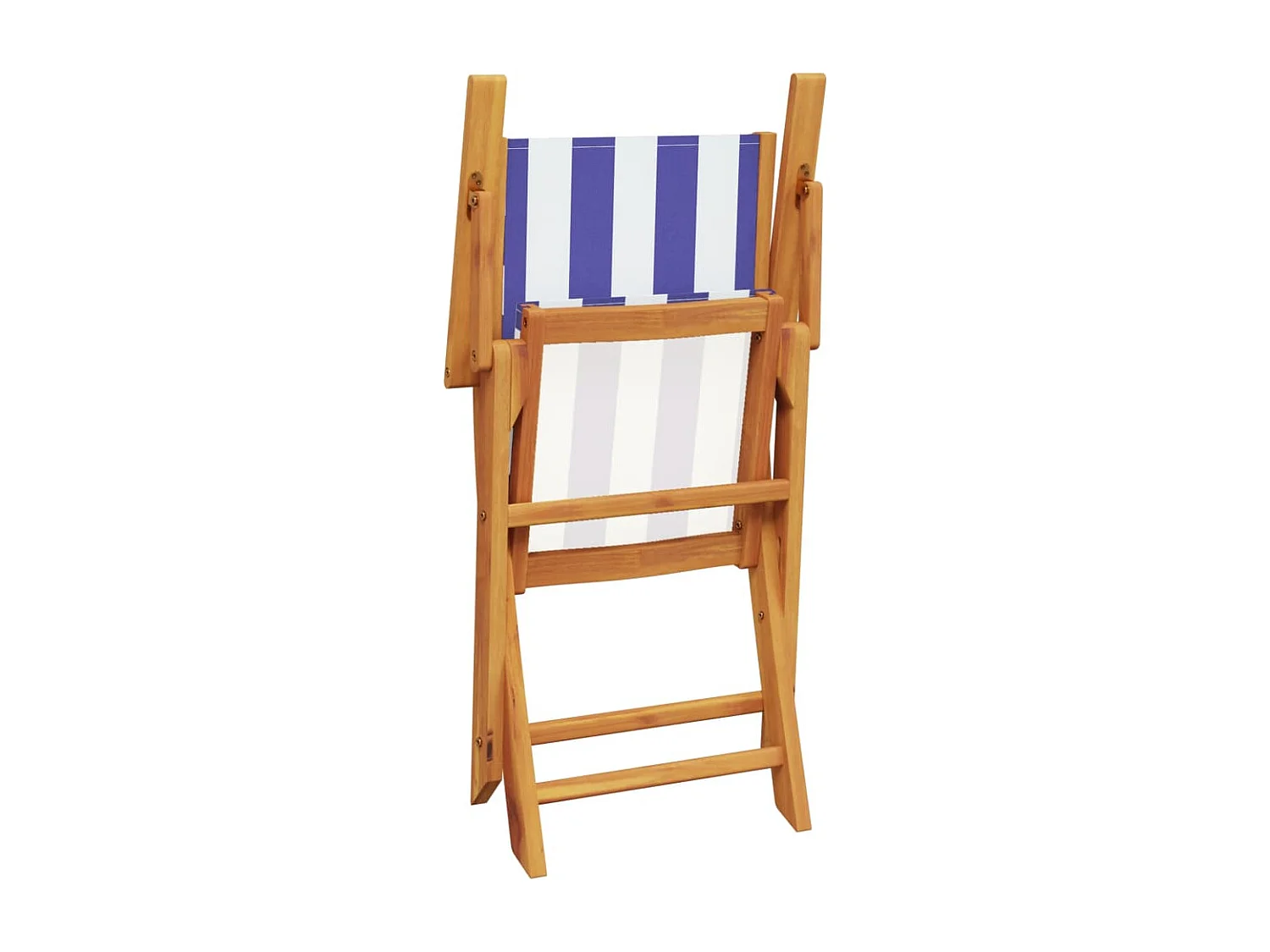 Ensemble à manger de jardin 7 pcs bleu blanc tissu bois massif