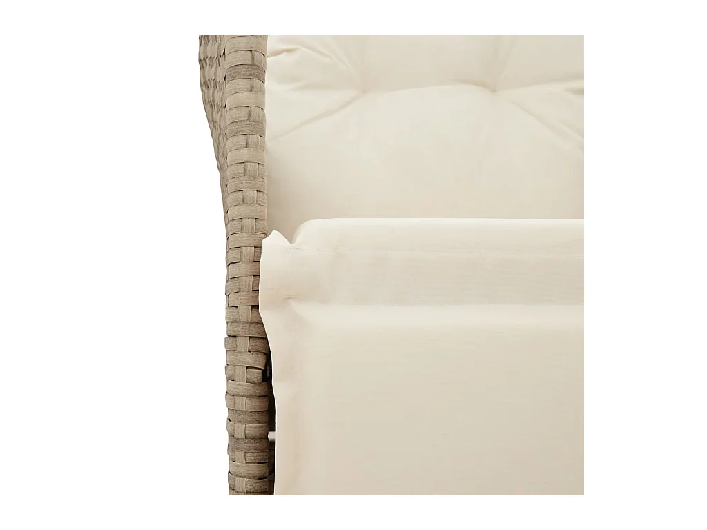 Ensemble de bistro 3 pcs avec coussins beige résine tressée