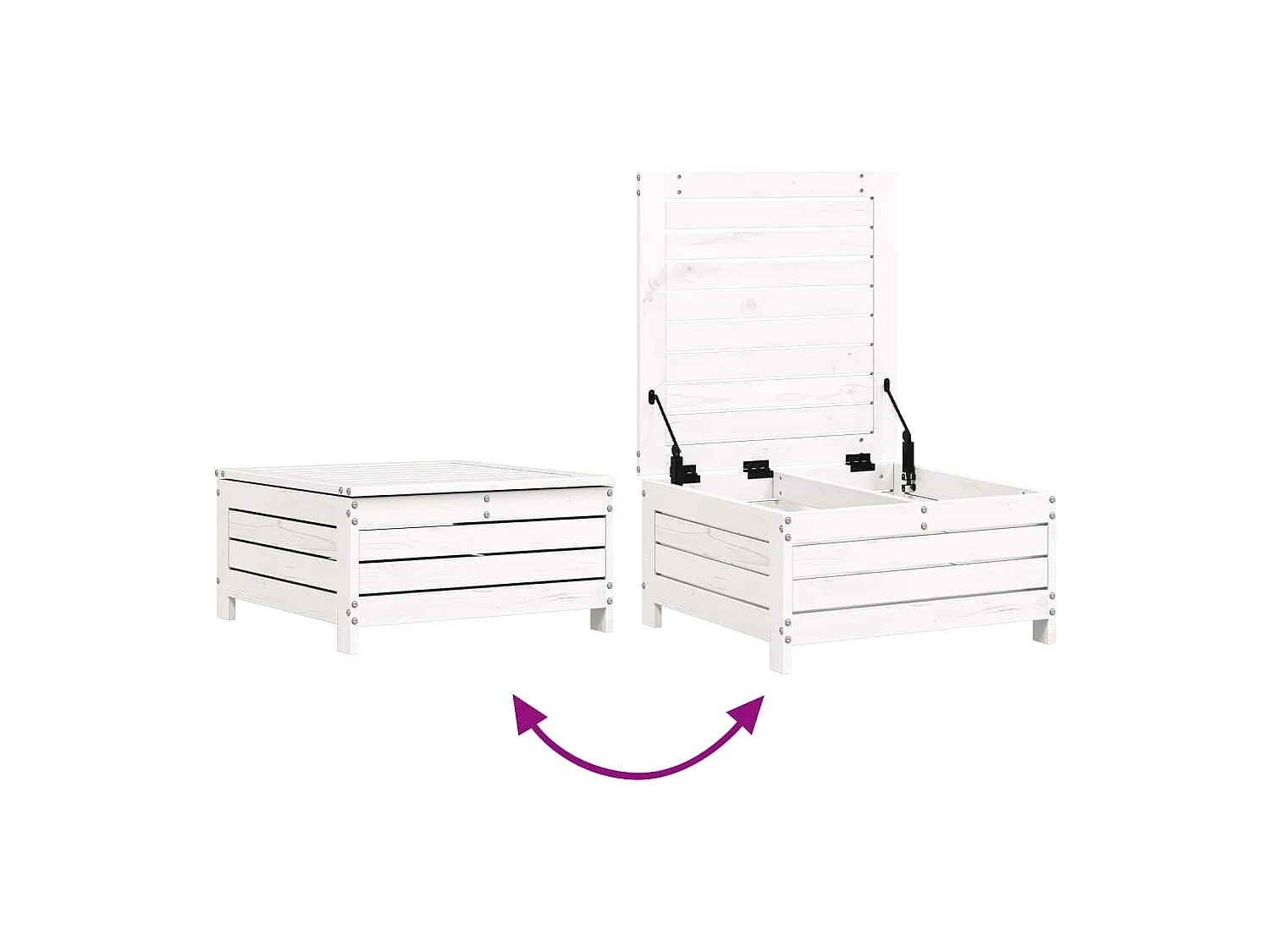 Salon de jardin 4 pcs blanc bois de pin massif