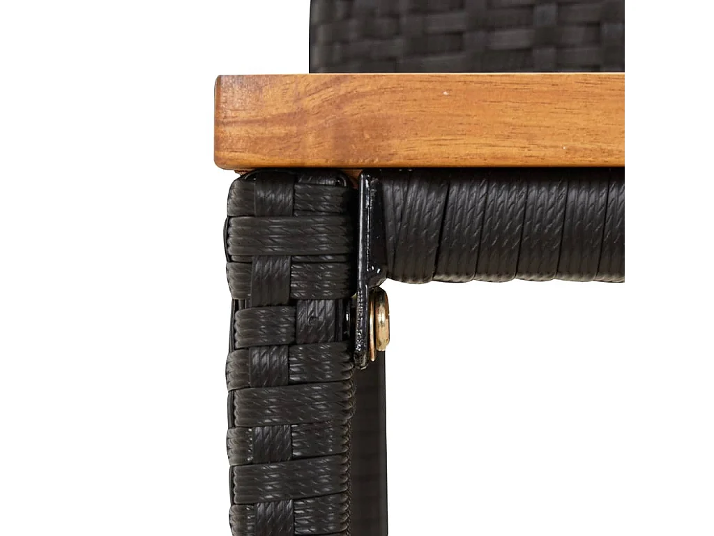 3-tlg. Gartenbar-Set Schwarz Poly Rattan & Massivholz Akazie