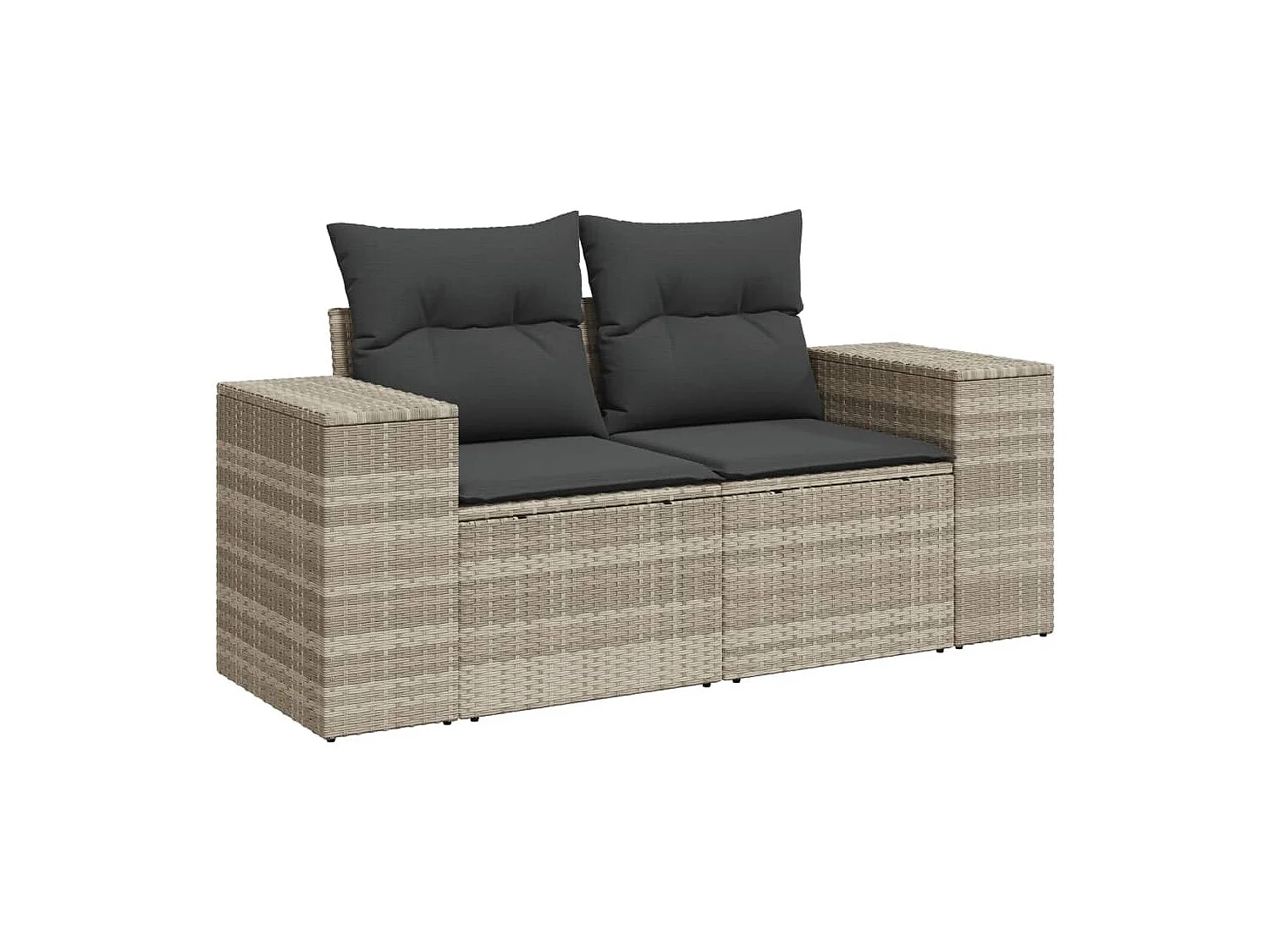 Set Divano da Giardino 6pz con Cuscini Grigio Chiaro Polyrattan