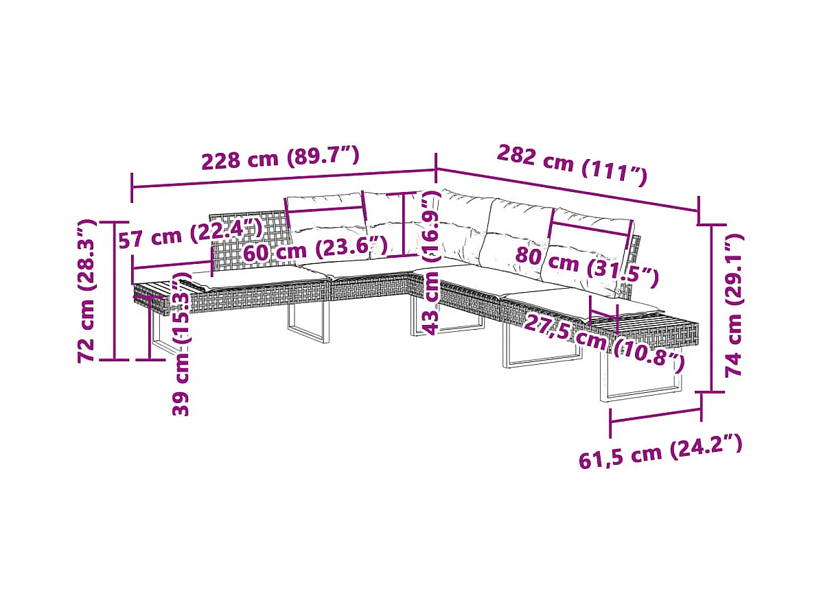 Salon de jardin avec coussins 2pcs noir résine tressée et verre