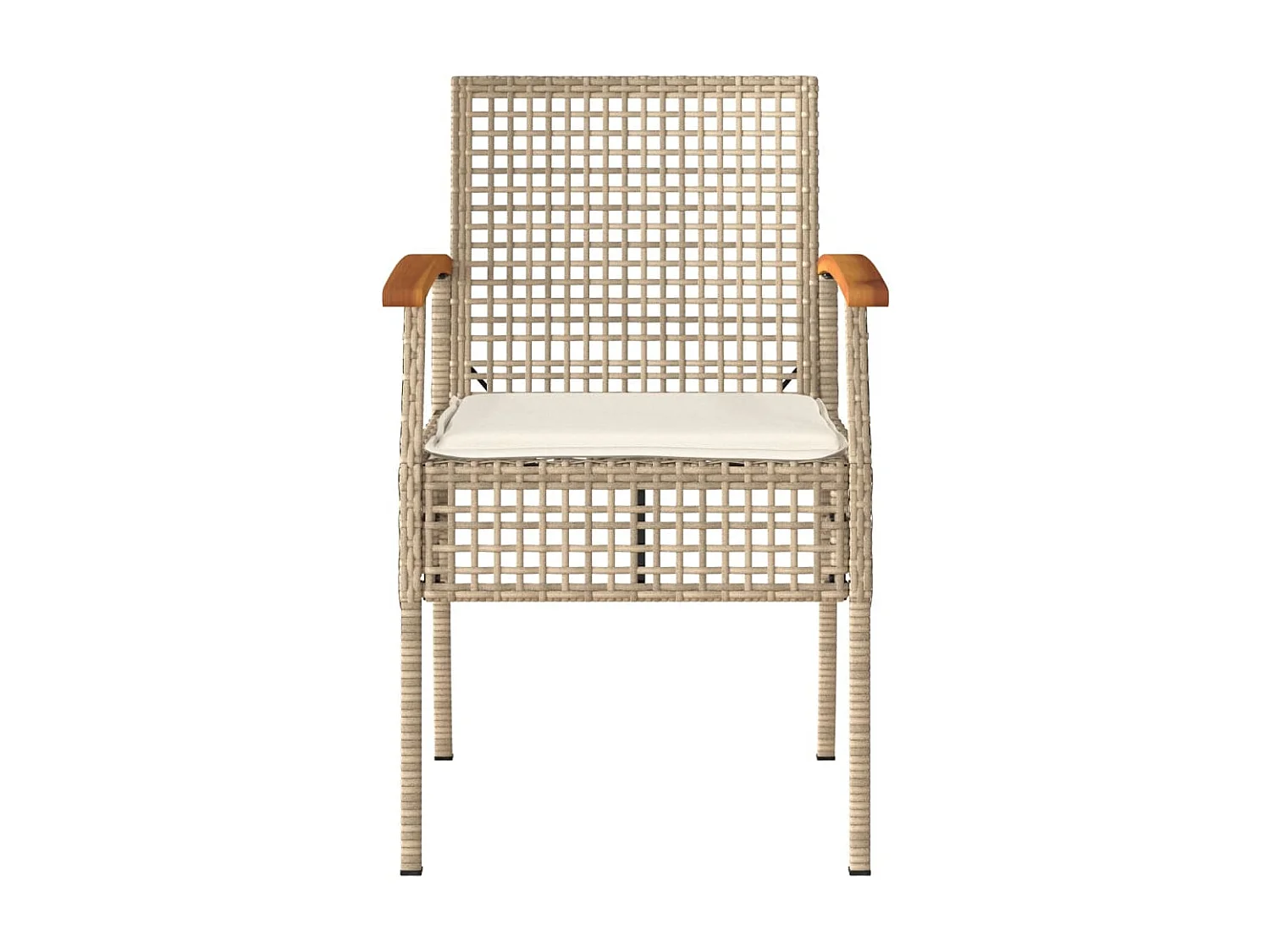 Mesita y sillas con cojines 3 pzas ratán PE madera acacia beige