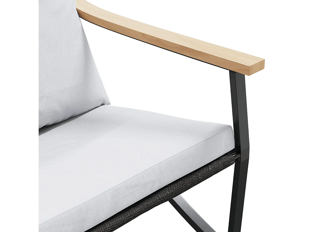 Ensemble de meubles de balcon avec coussins 3 pcs noir acier