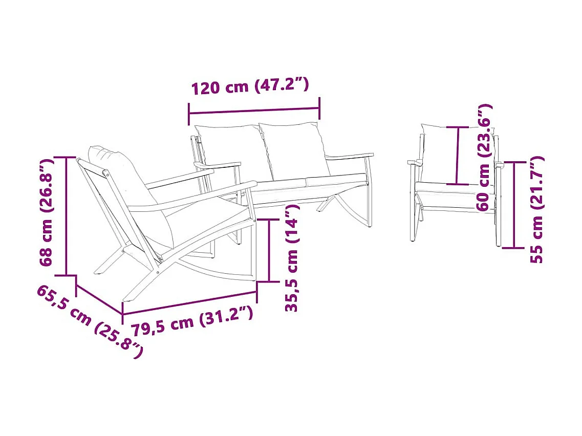 Ensemble de meubles de balcon avec coussins 3 pcs noir acier