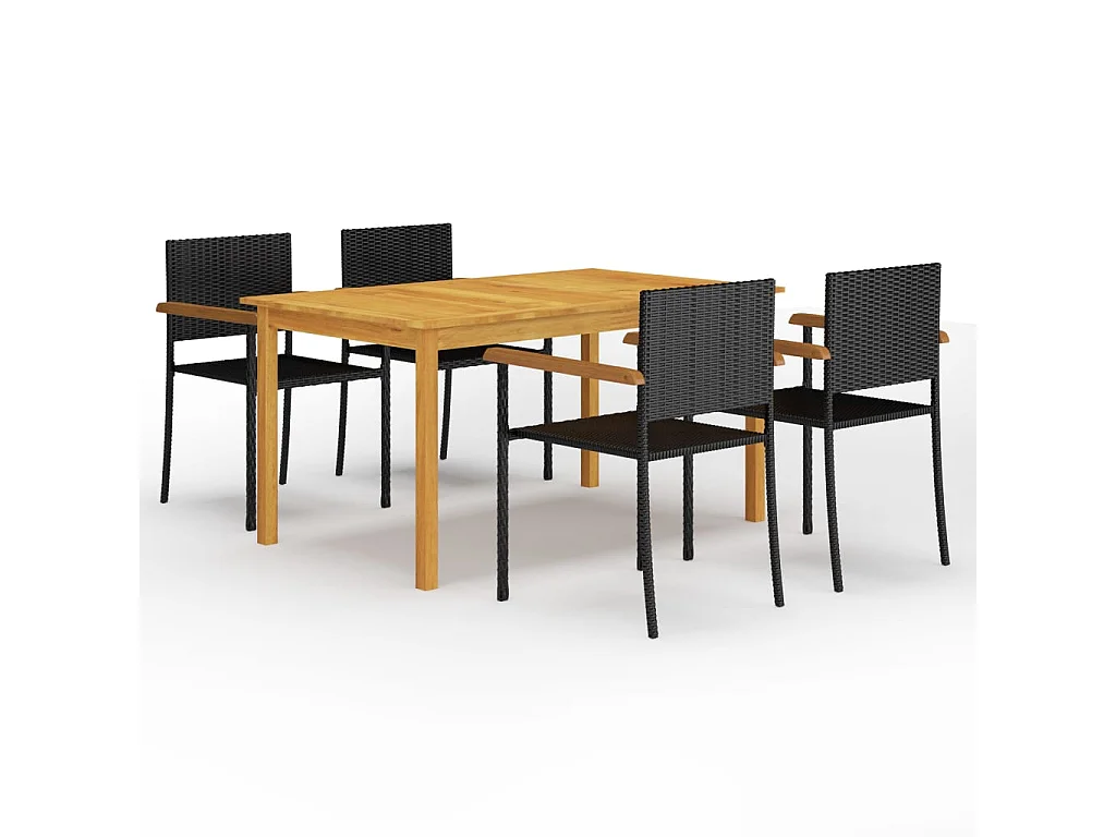 Ensemble à manger de jardin 5 pcs Noir