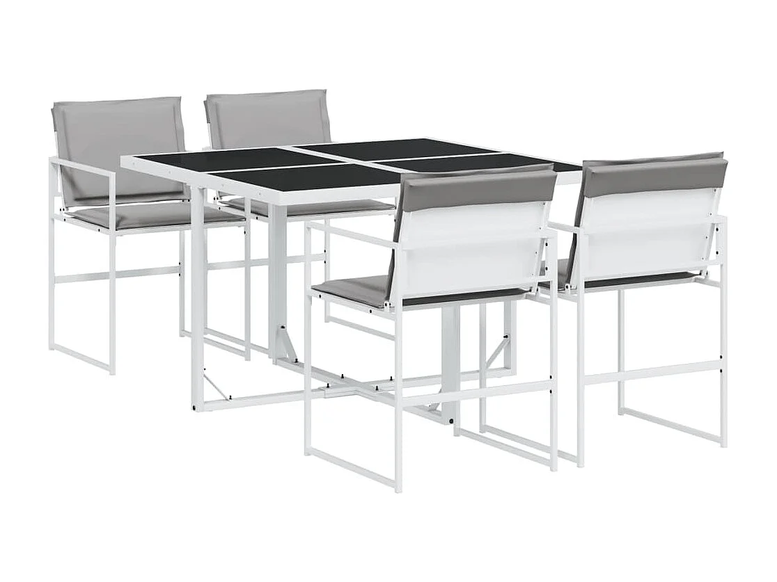 Ensemble à manger de jardin avec coussins 5 pcs blanc textilène