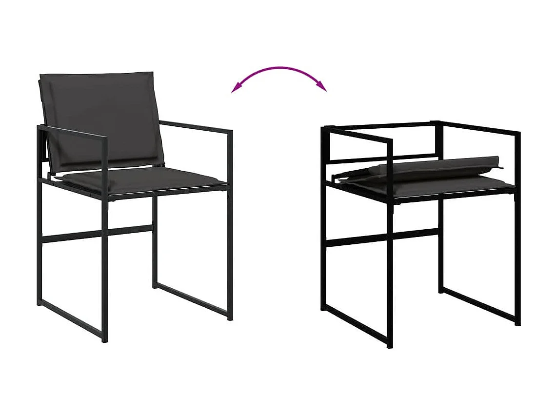 Set da Pranzo da Giardino 11 pz con Cuscini Nero in Textilene