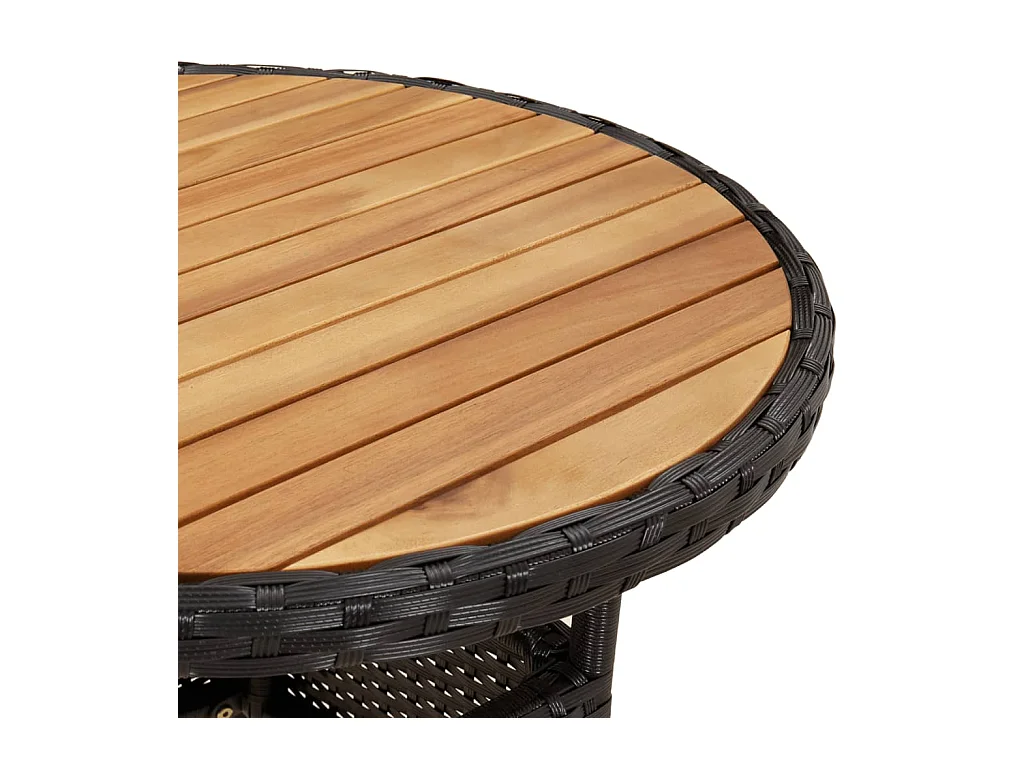 Ensemble à manger de jardin et coussins 5 pcs noir rotin acacia