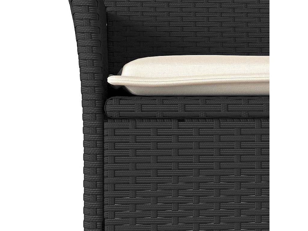 5-tlg. Garten-Essgruppe mit Kissen Schwarz Poly Rattan Akazie