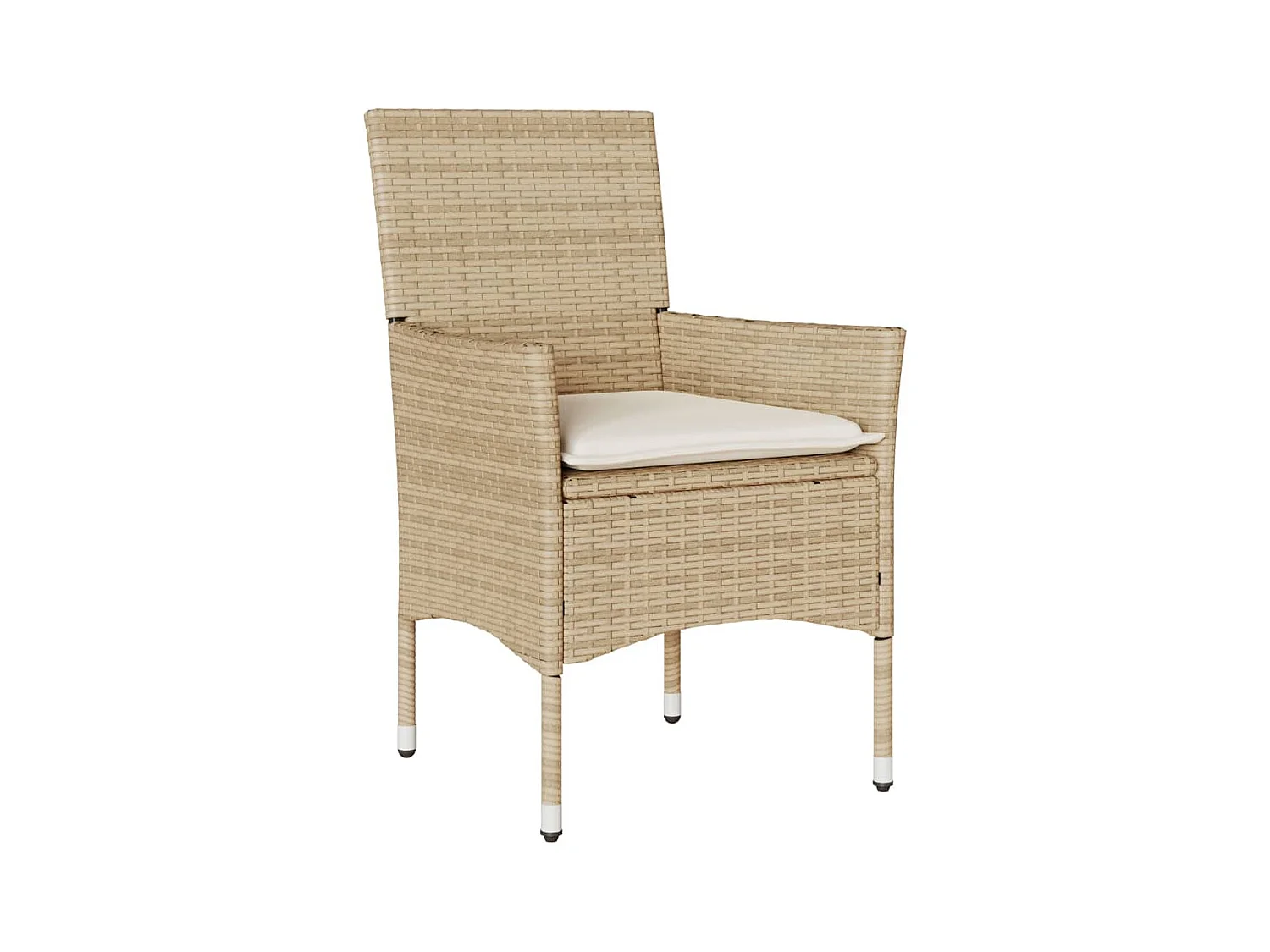 Set Pranzo da Giardino 5 pz con Cuscini Beige Polyrattan Acacia