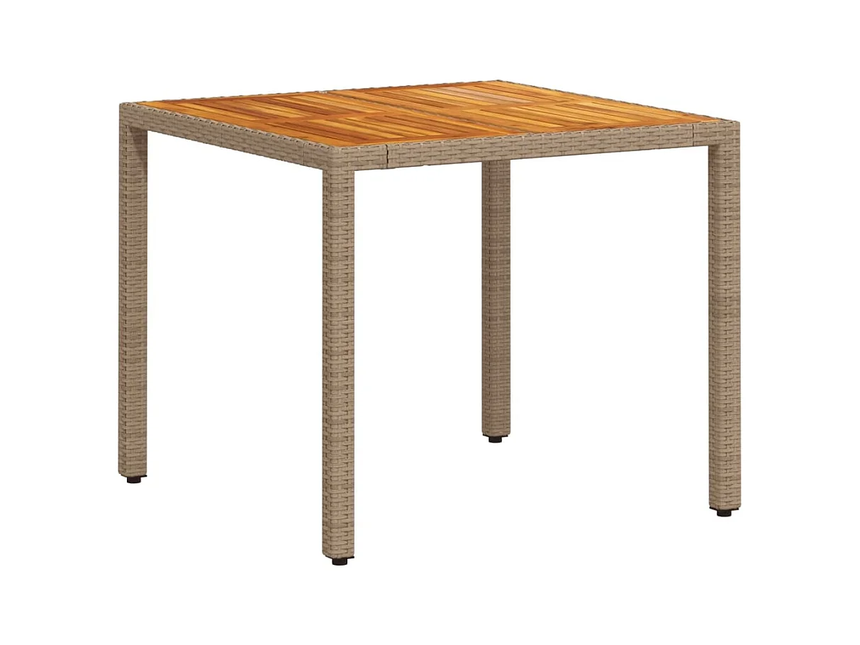 Set Pranzo da Giardino 5 pz con Cuscini Beige Polyrattan Acacia