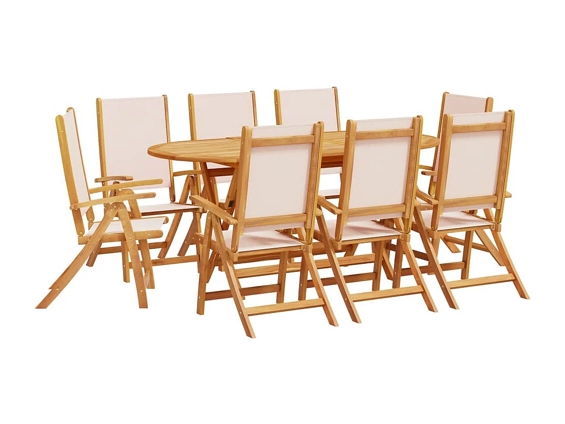 Ensemble à manger de jardin 9pcs bois d'acacia solide textilène