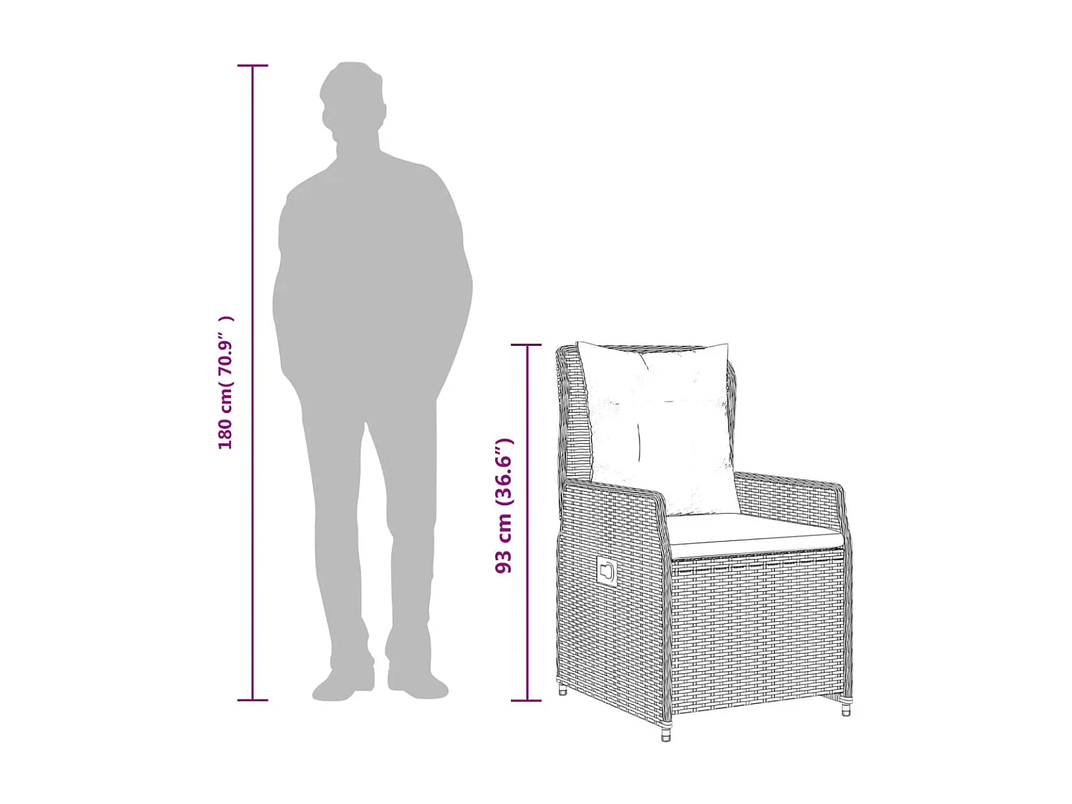 Set da Pranzo da Giardino 5pz con Cuscini in Polyrattan Marrone