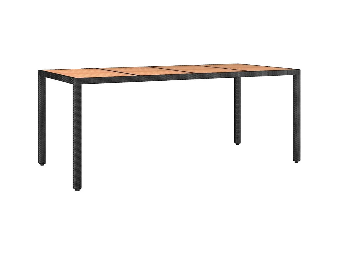 7-tlg. Garten-Essgruppe mit Kissen Schwarz Poly Rattan