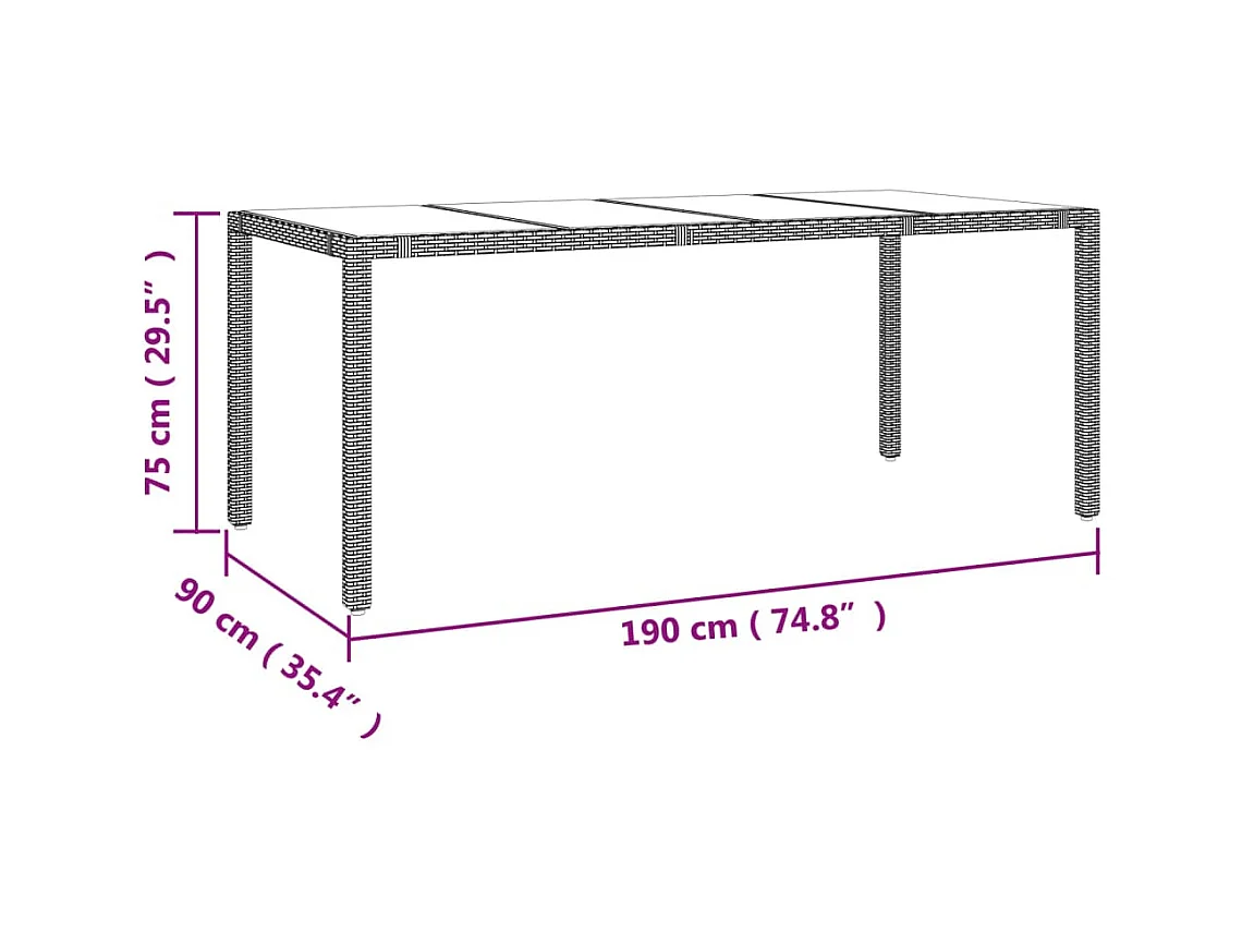 7-tlg. Garten-Essgruppe mit Kissen Schwarz Poly Rattan